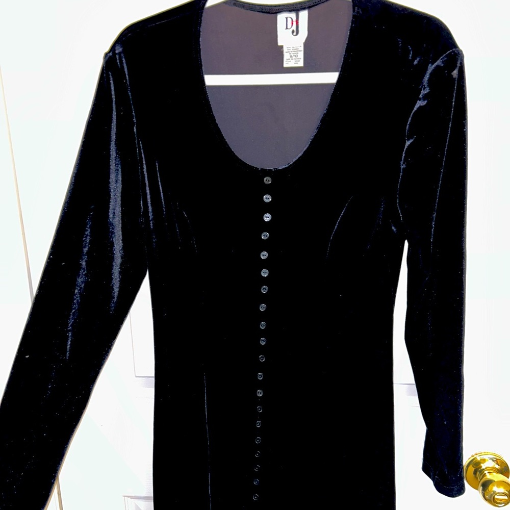 90s goth black velvet long sleeve mini dress size 9/10 
By DJ ltd